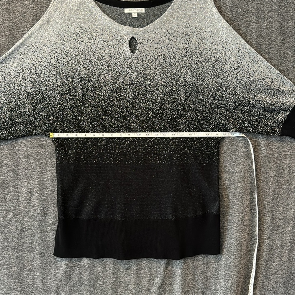 Notations Black Silver Glitter Holiday Batwing Fo… - image 5